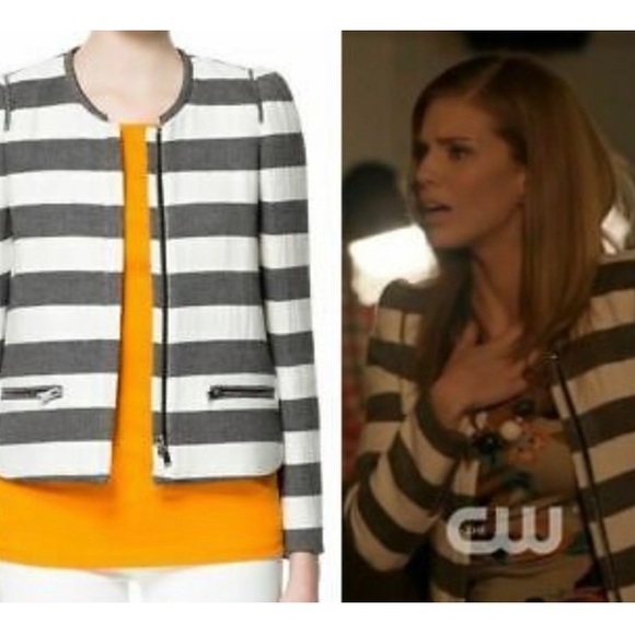 Zara Color Block Stripe Zip Blazer Small - Picture 10 of 10